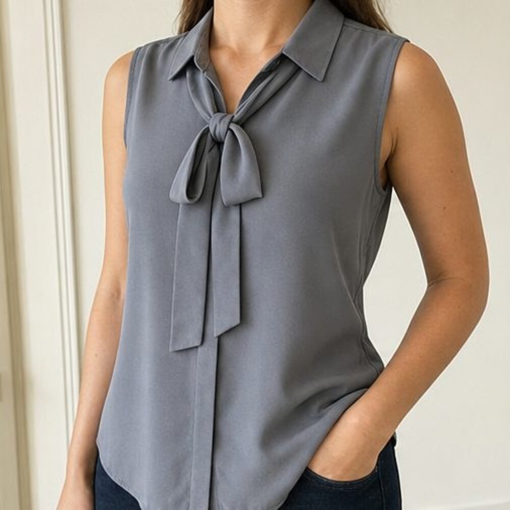 Gray Wrap Blouse - Picture 2 of 6
